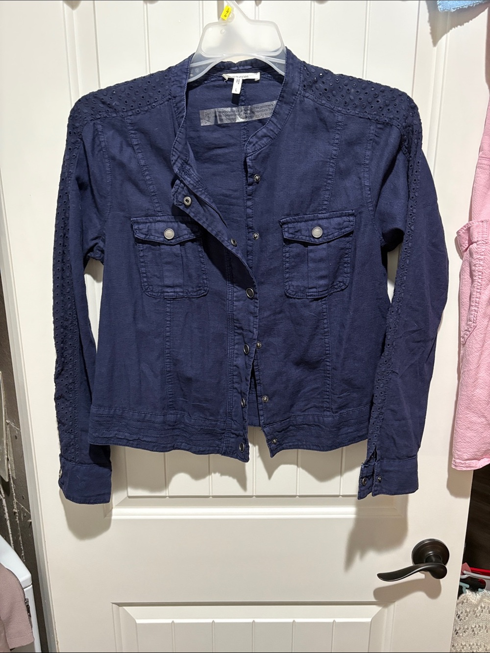 Maurices Navy Eyelet-Detail Button Jacket